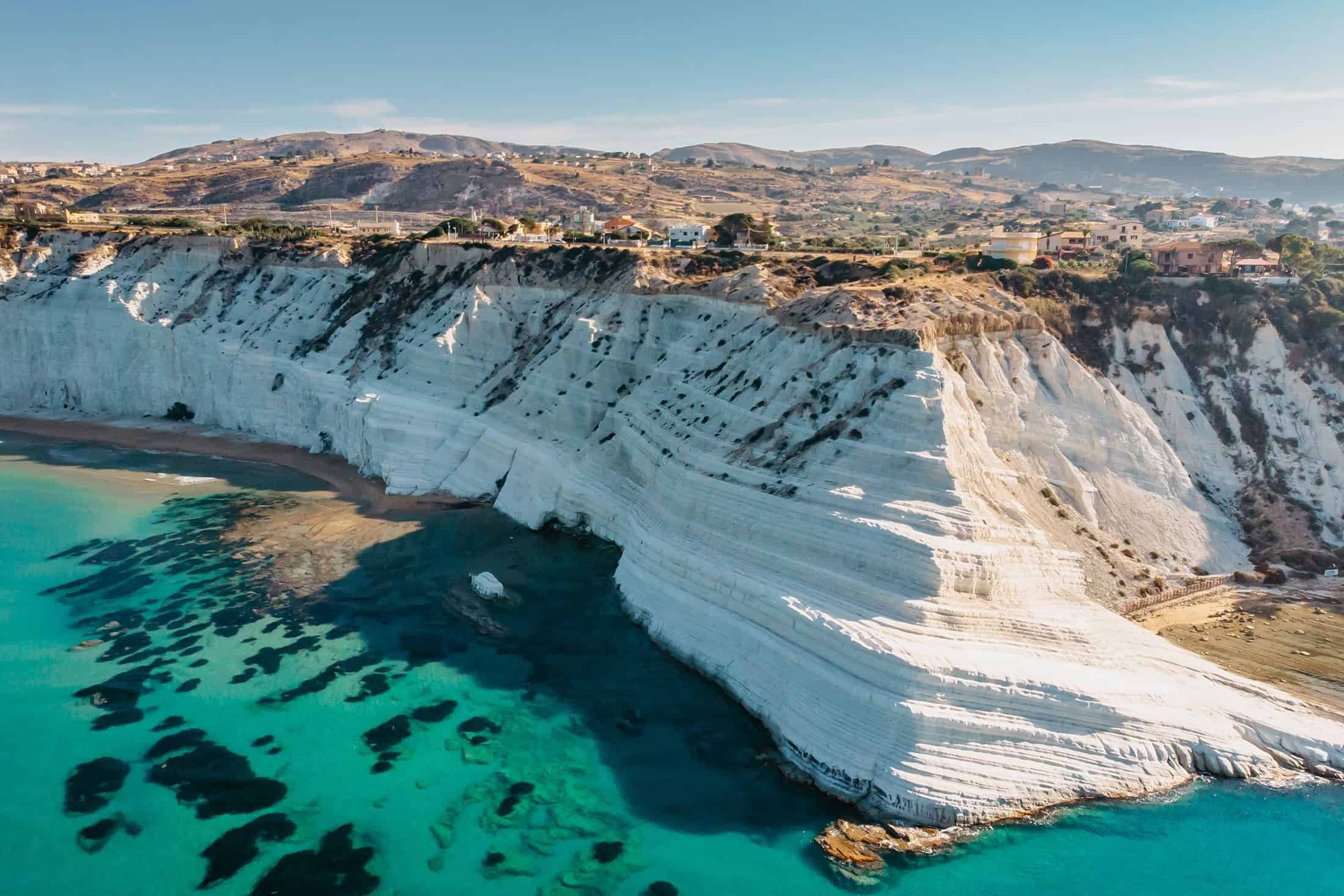 Dinghy tour near the Scala dei Turchi coastline with turquoise waters