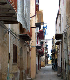 Historic alley in Agrigento Old Town, Girgenti district